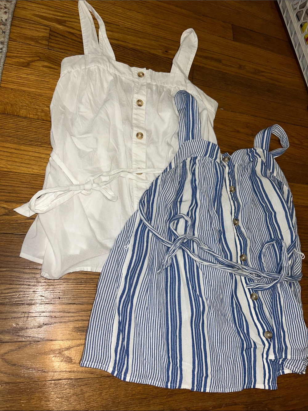 Motherhood Maternity White & Blue Striped Tank Tops - Set of 2